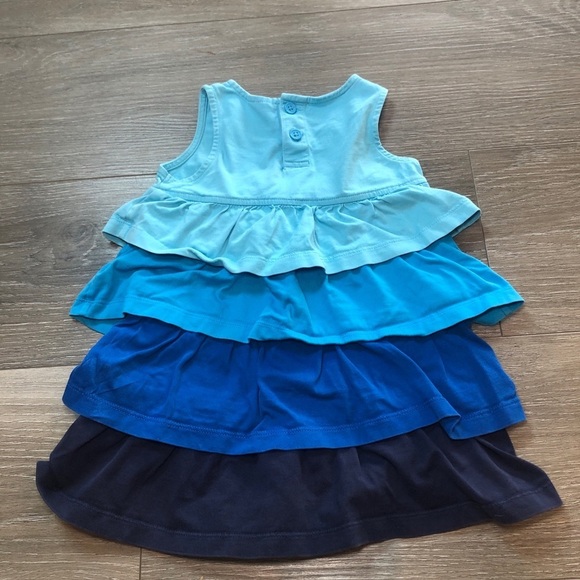 Hanna Andersson Sleeveless Blue Tiered Ruffle Dress Girls Size 90 US Size 3 - Picture 2 of 9
